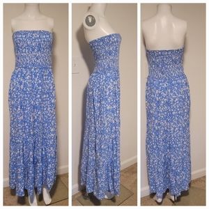 NWT zesica L rayon floral strapless flowy maxi dress